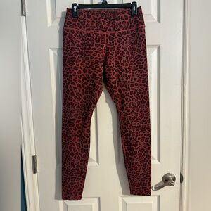 Nike Red Leopard Print Leggings Women’s High Rise Athletic Tight